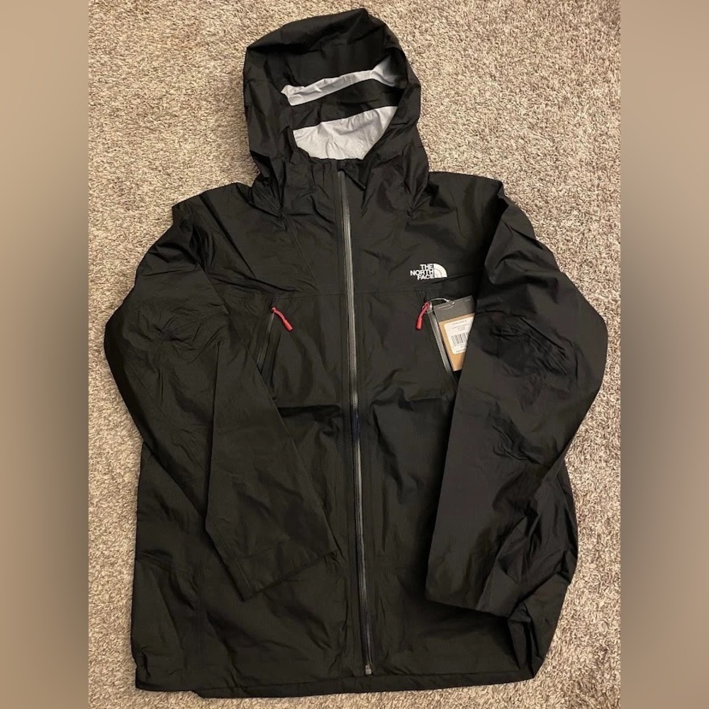The North Face Men's Black Windbreaker with Red Accents